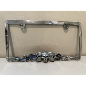 Custom Accessories 92812 Skull in Flames License Plate Frame Regular